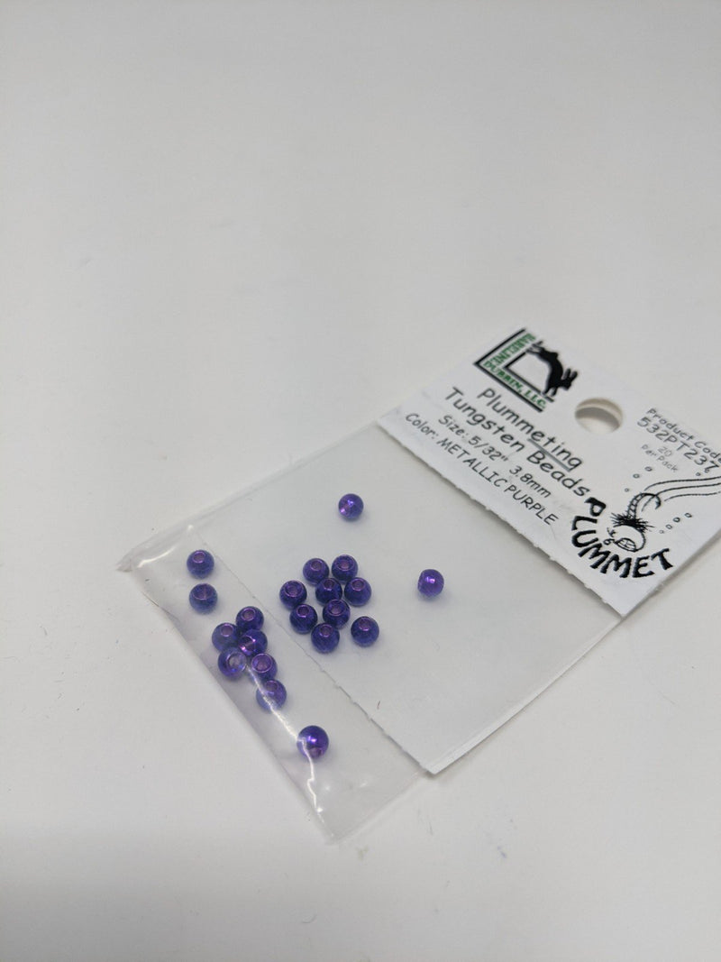 Hareline Plummeting Tungsten Bead 20 Pack Metallic Purple / 7/64 2.8mm Beads, Eyes, Coneheads