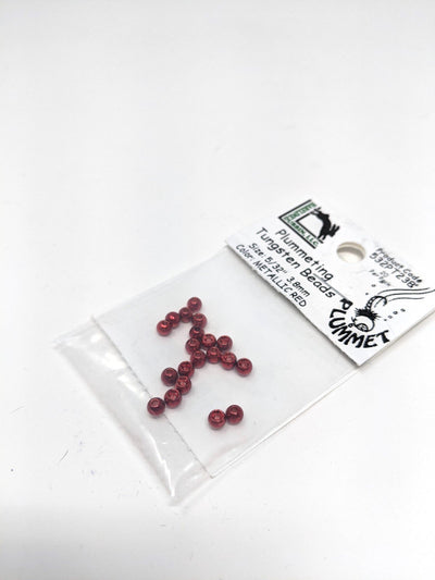 Hareline Plummeting Tungsten Bead 20 Pack Metallic Red / 5/64 2mm Beads, Eyes, Coneheads