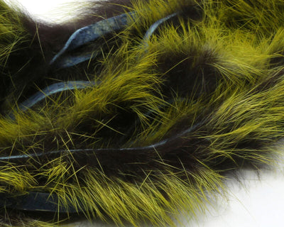 Hareline Polychrome Rabbit Strips Black/Yellow/Chartreuse Hair, Fur