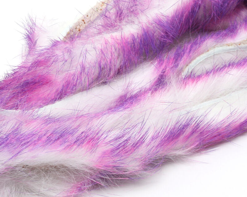 Hareline Polychrome Rabbit Strips White/Hot Pink/Purple Hair, Fur