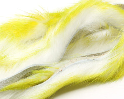 Hareline Polychrome Rabbit Strips White/Yellow/Chartreuse Hair, Fur
