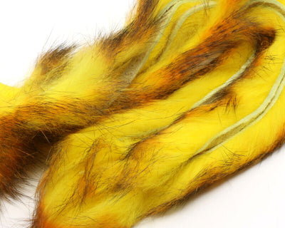 Hareline Polychrome Rabbit Strips Yellow/Golden Orange/Black Hair, Fur