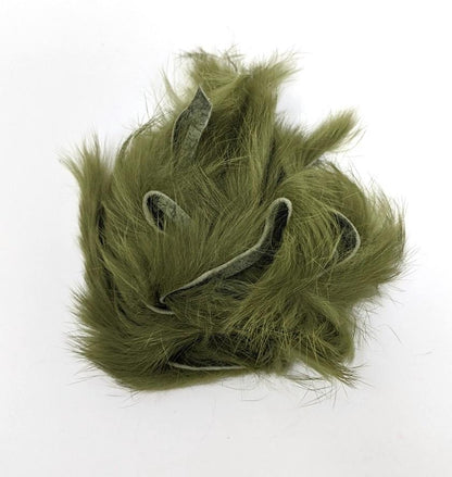 Hareline Rabbit Strips Green Olive Hair, Fur