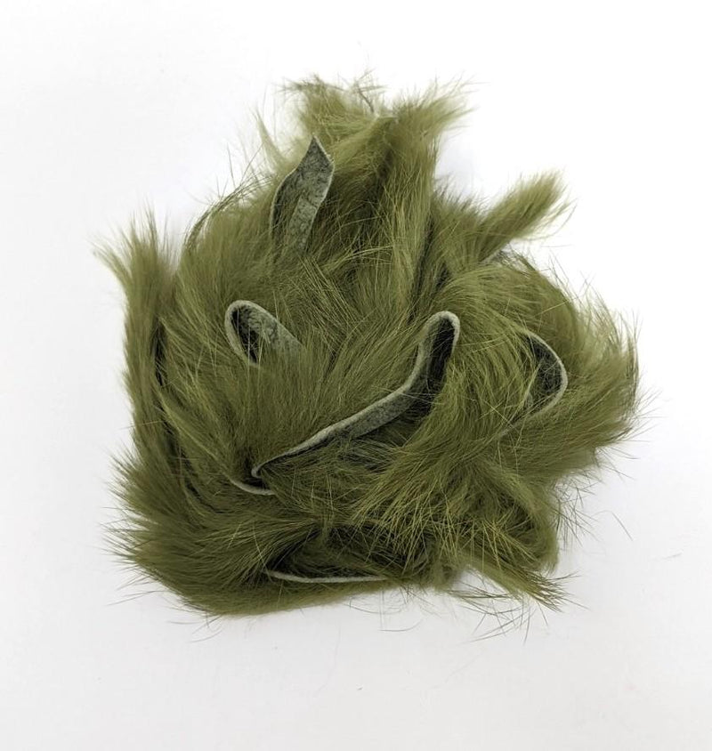 Hareline Rabbit Strips Green Olive Hair, Fur