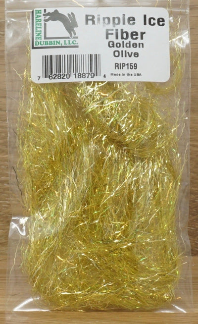 Hareline Ripple Ice Fiber #159 Golden Olive Flash, Wing Materials