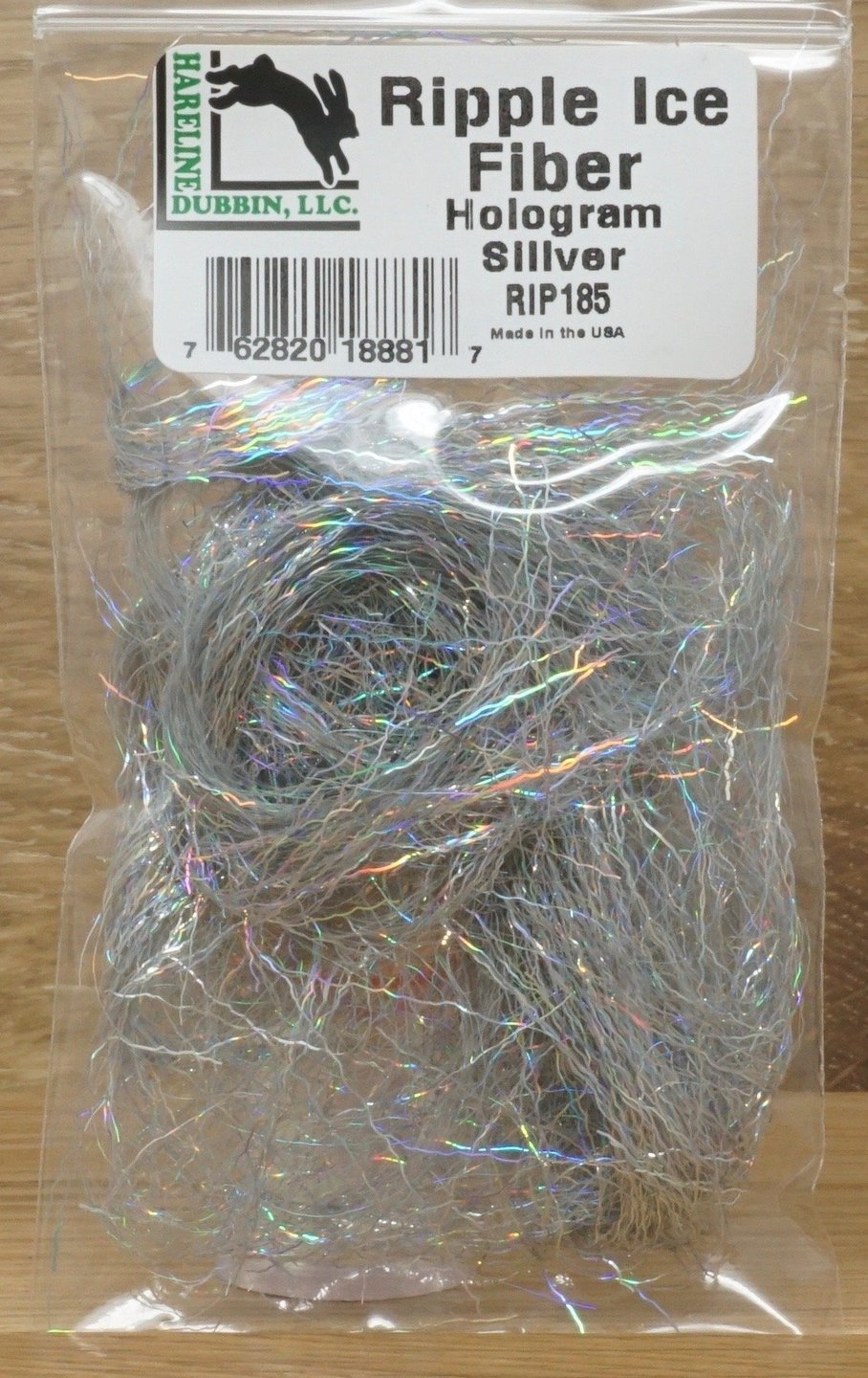 Hareline Ripple Ice Fiber #185 Hologram Silver Flash, Wing Materials