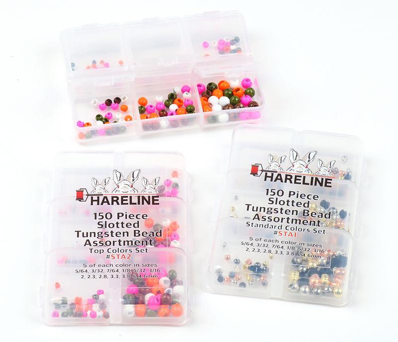 Hareline Slotted Tungsten Bead 150 Piece Assortment Standard Colors Set 