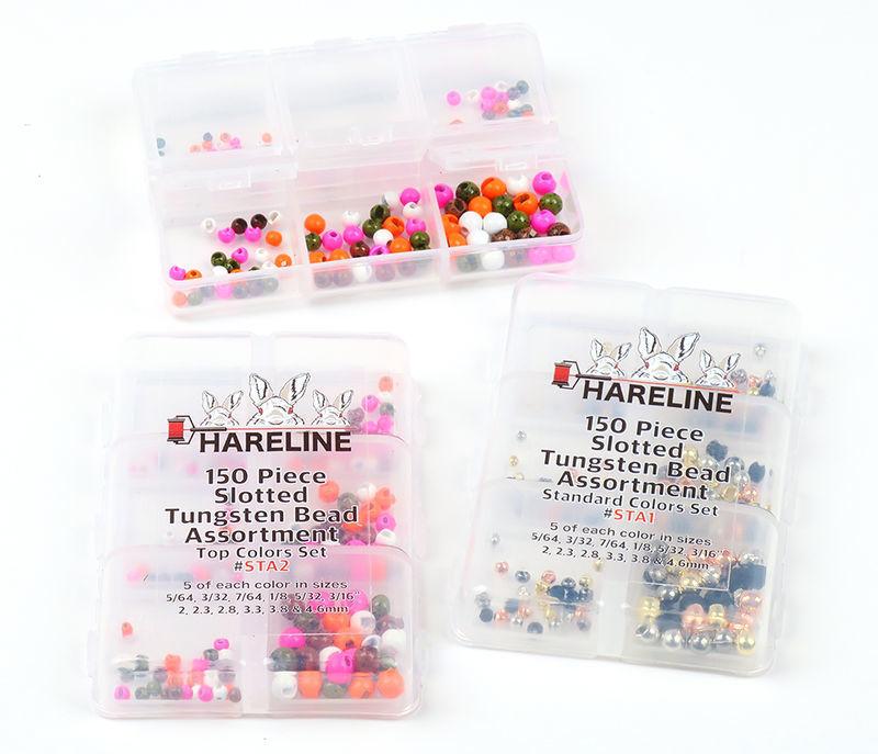 Hareline Slotted Tungsten Bead 150 Piece Assortment Top Colors Set 