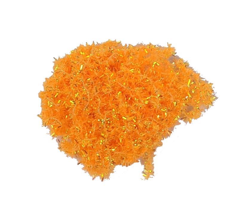 Hareline Solid & Krystal Tinsel Chenille Fl Orange Chenilles, Body Materials