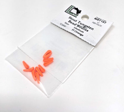 Hareline Stout Tungsten Bead Bodies 137 Fl Orange / Medium 3mm Beads, Eyes, Coneheads