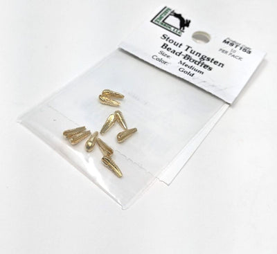 Hareline Stout Tungsten Bead Bodies 153 Gold / Medium 3mm Beads, Eyes, Coneheads