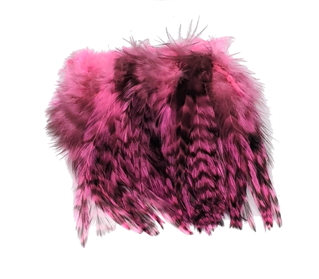 Hareline Strung 4-6 inch Grizzly Variant Saddle Hackle Fl Hot Pink #138 Saddle Hackle, Hen Hackle, Asst. Feathers