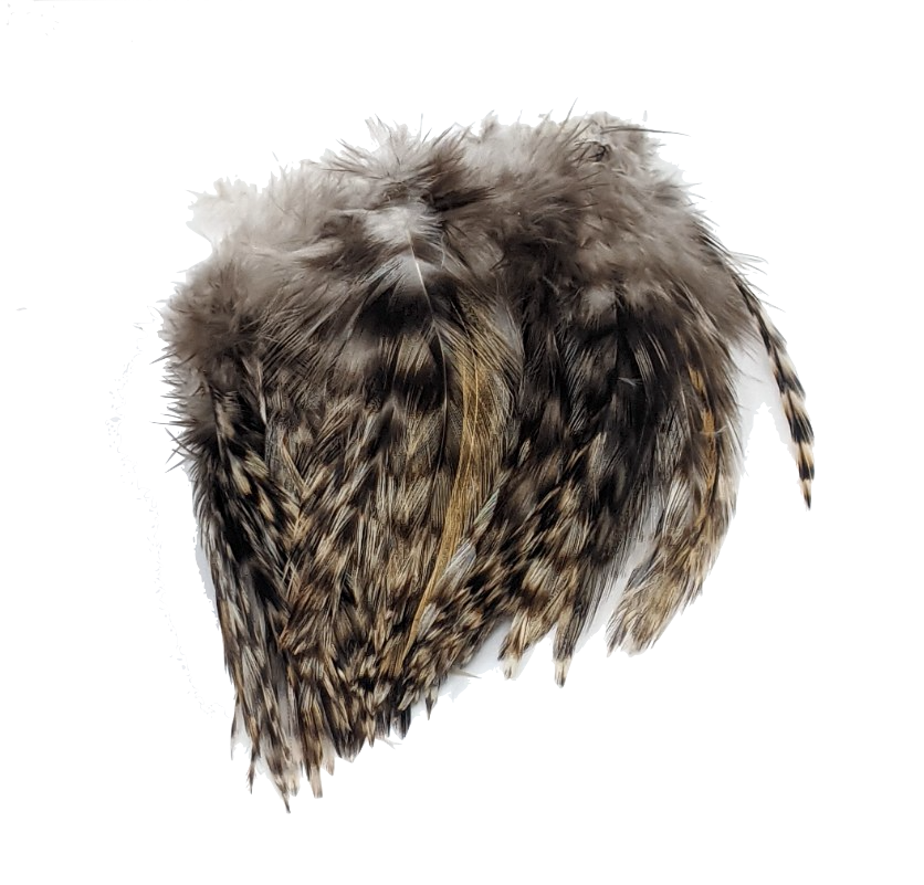 Hareline Strung 4-6 inch Grizzly Variant Saddle Hackle Natural Grizzly #176 Saddle Hackle, Hen Hackle, Asst. Feathers