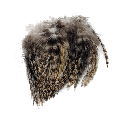 Hareline Strung 4-6 inch Grizzly Variant Saddle Hackle Natural Grizzly #176 Saddle Hackle, Hen Hackle, Asst. Feathers