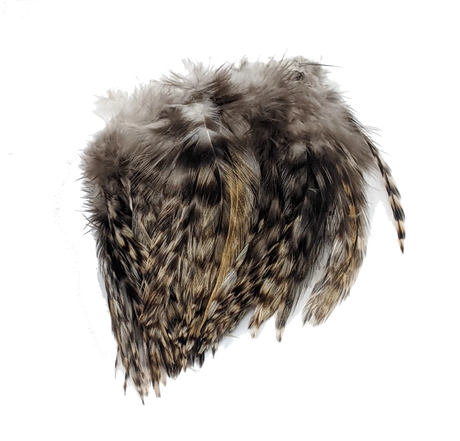 Hareline Strung 4-6 inch Grizzly Variant Saddle Hackle Natural Grizzly #176 Saddle Hackle, Hen Hackle, Asst. Feathers