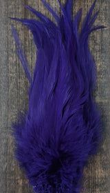 Hareline Strung Chinese Saddle Hackle Bright Purple Saddle Hackle, Hen Hackle, Asst. Feathers