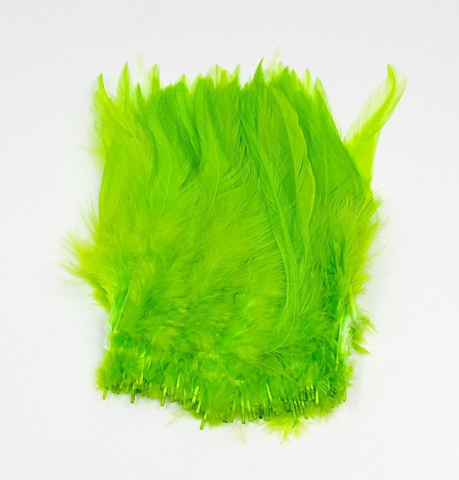 Hareline Strung Chinese Saddle Hackle Chartreuse Saddle Hackle, Hen Hackle, Asst. Feathers