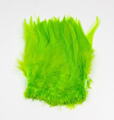 Hareline Strung Chinese Saddle Hackle Chartreuse Saddle Hackle, Hen Hackle, Asst. Feathers