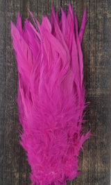 Hareline Strung Chinese Saddle Hackle Fl Cerise Saddle Hackle, Hen Hackle, Asst. Feathers