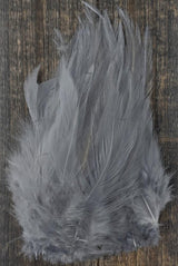 Hareline Strung Chinese Saddle Hackle Gray Saddle Hackle, Hen Hackle, Asst. Feathers