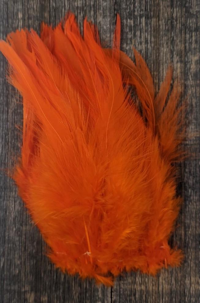 Hareline Strung Chinese Saddle Hackle Hot Orange Saddle Hackle, Hen Hackle, Asst. Feathers