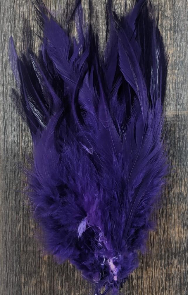 Hareline Strung Chinese Saddle Hackle Purple Saddle Hackle, Hen Hackle, Asst. Feathers