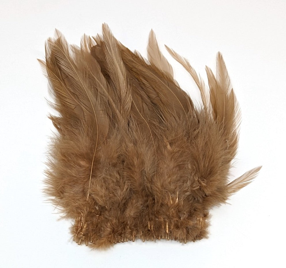 Hareline Strung Chinese Saddle Hackle Tan Saddle Hackle, Hen Hackle, Asst. Feathers