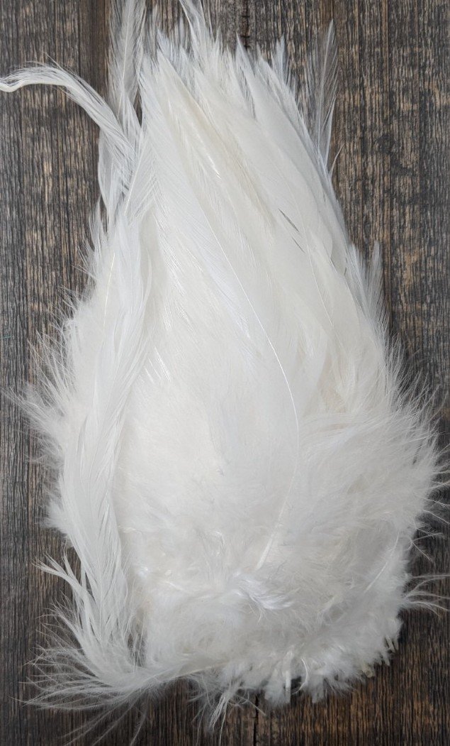 Hareline Strung Chinese Saddle Hackle White #377 Saddle Hackle, Hen Hackle, Asst. Feathers