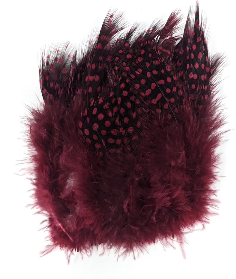 Hareline Strung Guinea Feathers Claret #63 Saddle Hackle, Hen Hackle, Asst. Feathers