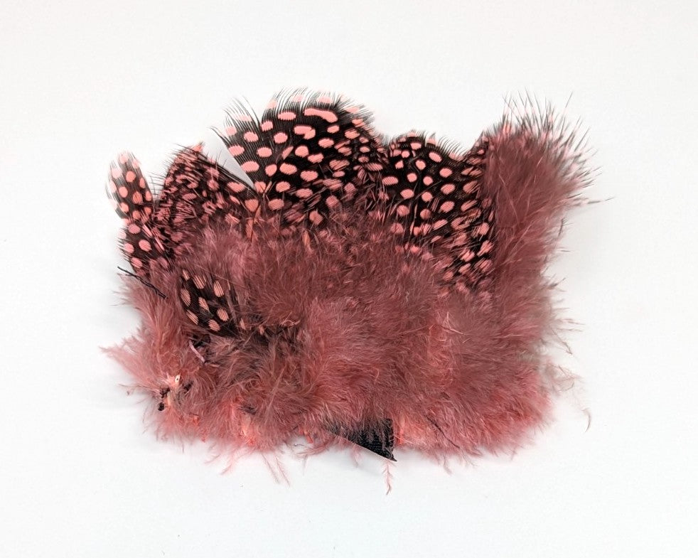 Hareline Strung Guinea Feathers Shrimp Pink Saddle Hackle, Hen Hackle, Asst. Feathers