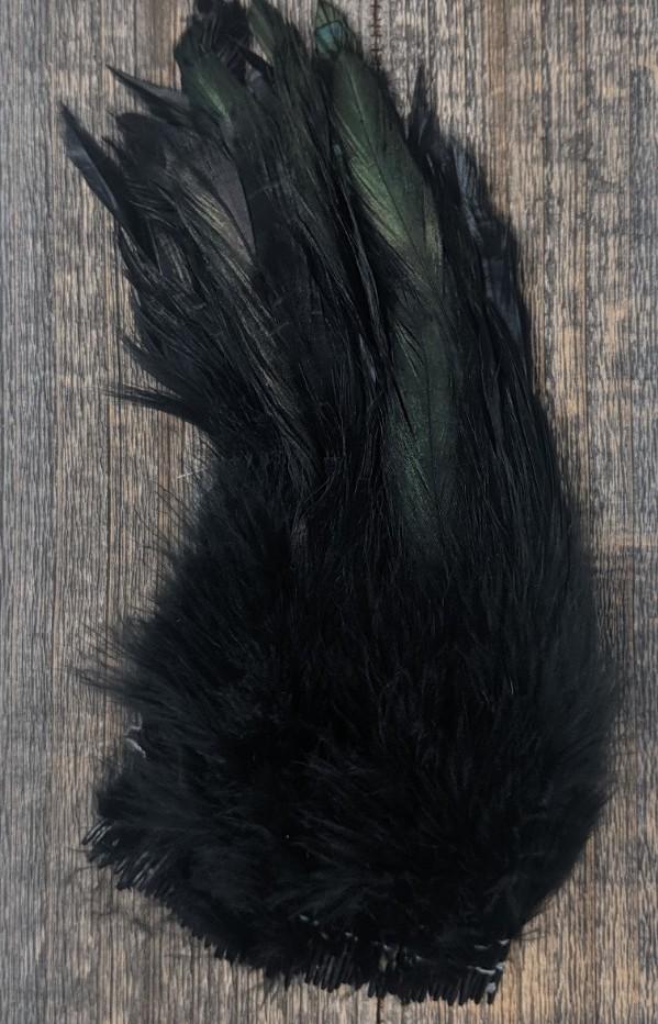 Hareline Strung Schlappen 5-7" Black #11 Saddle Hackle, Hen Hackle, Asst. Feathers