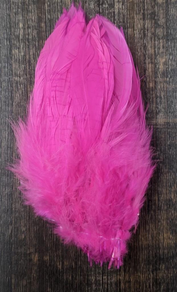 Hareline Strung Schlappen 5-7" Fl. Fuschia #131 Saddle Hackle, Hen Hackle, Asst. Feathers