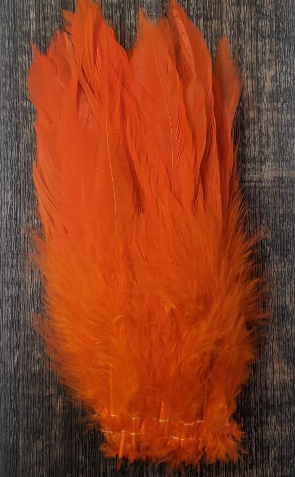 Hareline Strung Schlappen 5-7" Hot Orange #187 Saddle Hackle, Hen Hackle, Asst. Feathers