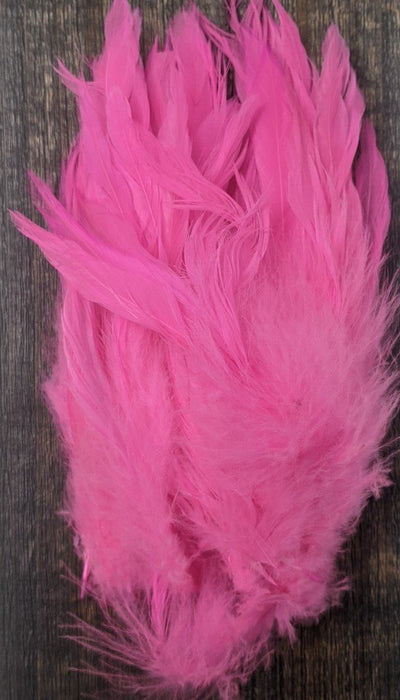 Hareline Strung Schlappen 5-7" Hot Pink #188 Saddle Hackle, Hen Hackle, Asst. Feathers