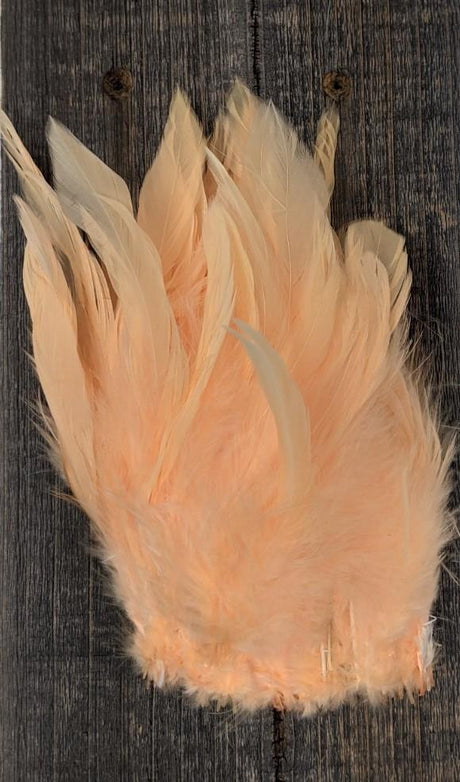 Hareline Strung Schlappen 5-7" Spawn's Southern Fl Peach #360 Saddle Hackle, Hen Hackle, Asst. Feathers