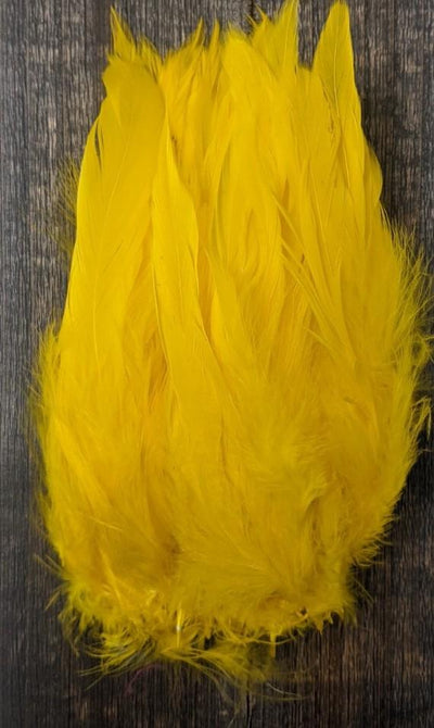 Hareline Strung Schlappen 5-7" Yellow #383 Saddle Hackle, Hen Hackle, Asst. Feathers