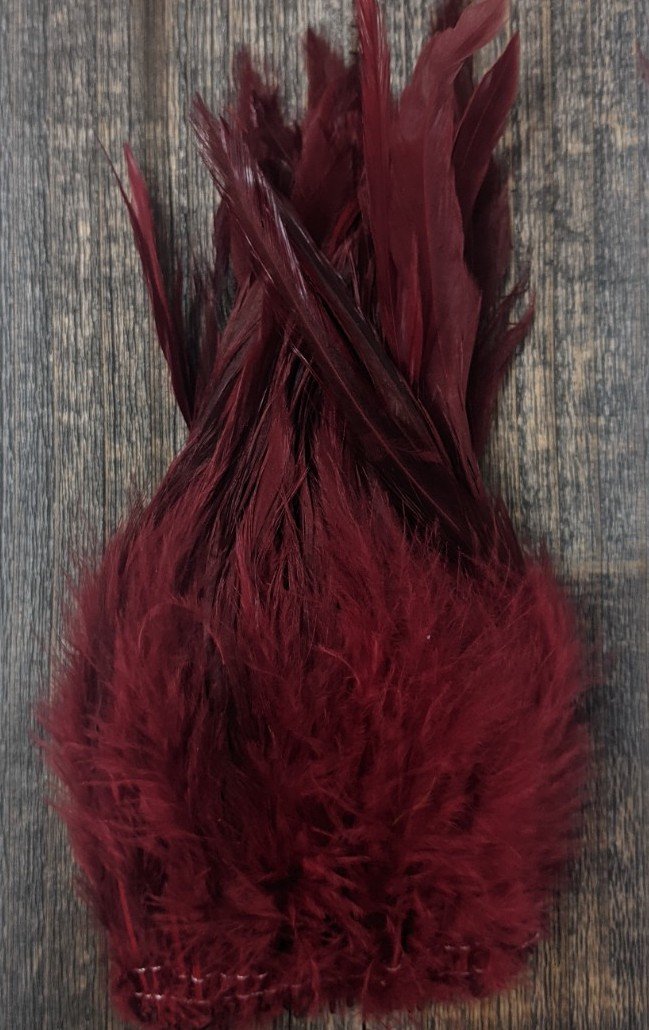 Hareline Strung Wooly Bugger Saddle Hackle 6-7" Claret #63 Saddle Hackle, Hen Hackle, Asst. Feathers