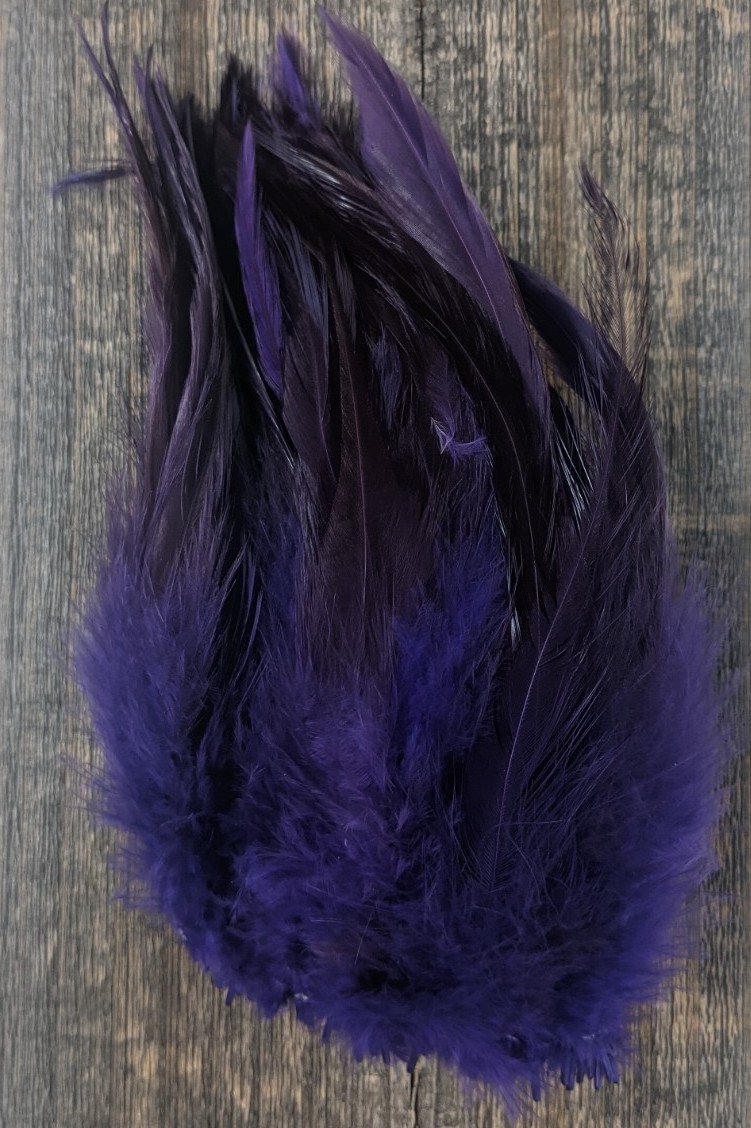 Hareline Strung Wooly Bugger Saddle Hackle 6-7" Purple 