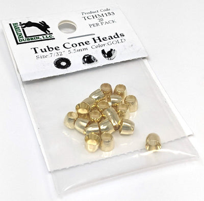 Hareline Tube Fly Cone Heads 153 Gold / Medium 7/32 Beads, Eyes, Coneheads