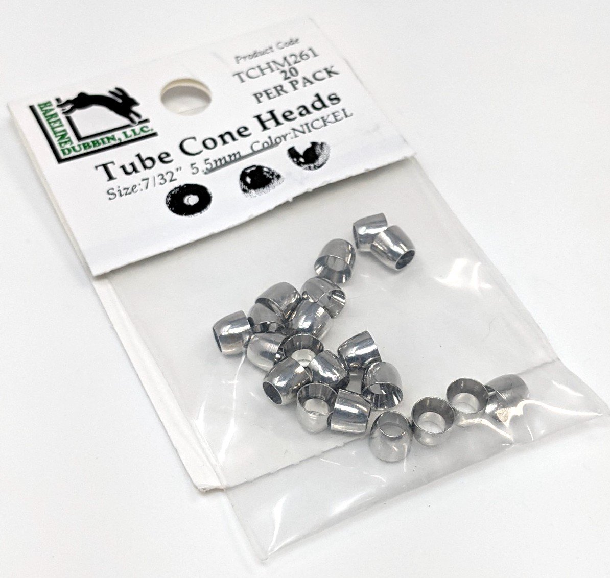 Hareline Tube Fly Cone Heads 261 Nickel / Medium 7/32 Beads, Eyes, Coneheads