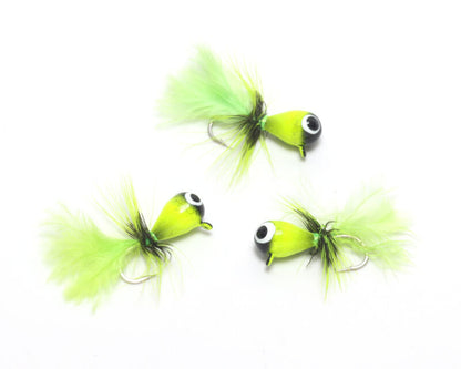 Hareline Tungsten Fly Ice Jigs Fl Chartreuse / 3mm Beads, Eyes, Coneheads