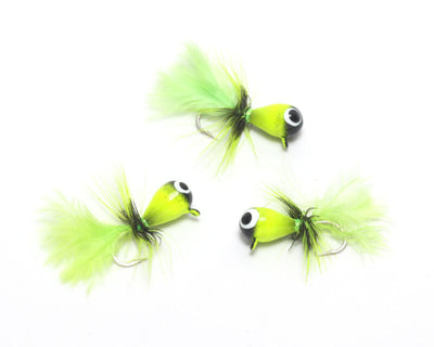 Hareline Tungsten Fly Ice Jigs Fl Chartreuse / 3mm Beads, Eyes, Coneheads