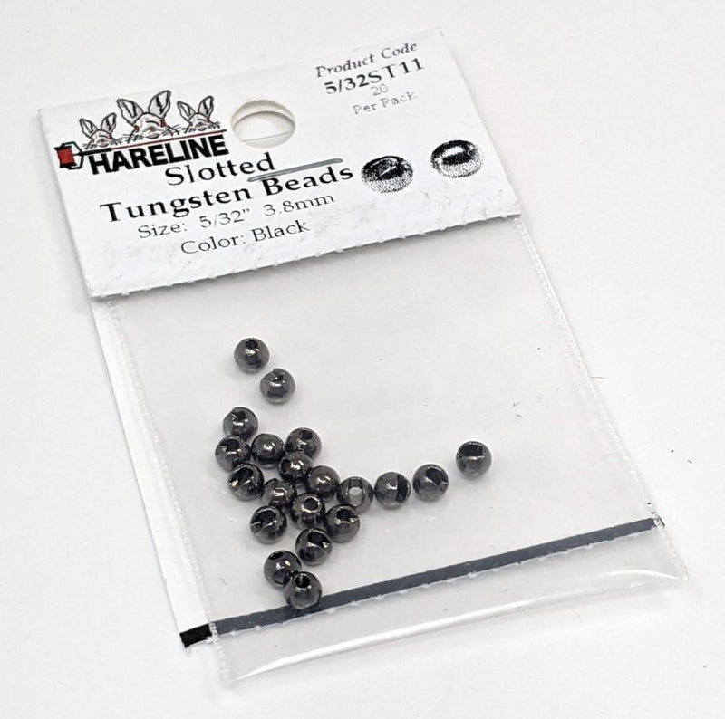 Hareline Tungsten Slotted Beads Black / 1/16" 1.5 mm Beads, Eyes, Coneheads