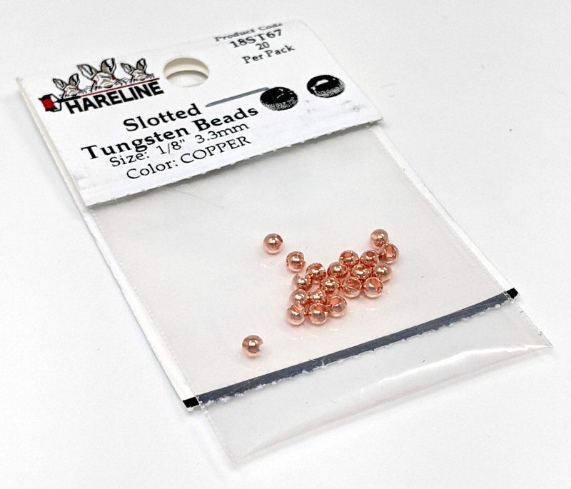 Hareline Tungsten Slotted Beads Copper / 3/32" 2.3 mm Beads, Eyes, Coneheads