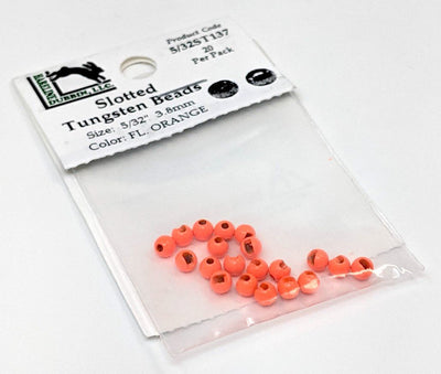 Hareline Tungsten Slotted Beads Fl. Orange / 3/32" 2.3 mm Beads, Eyes, Coneheads