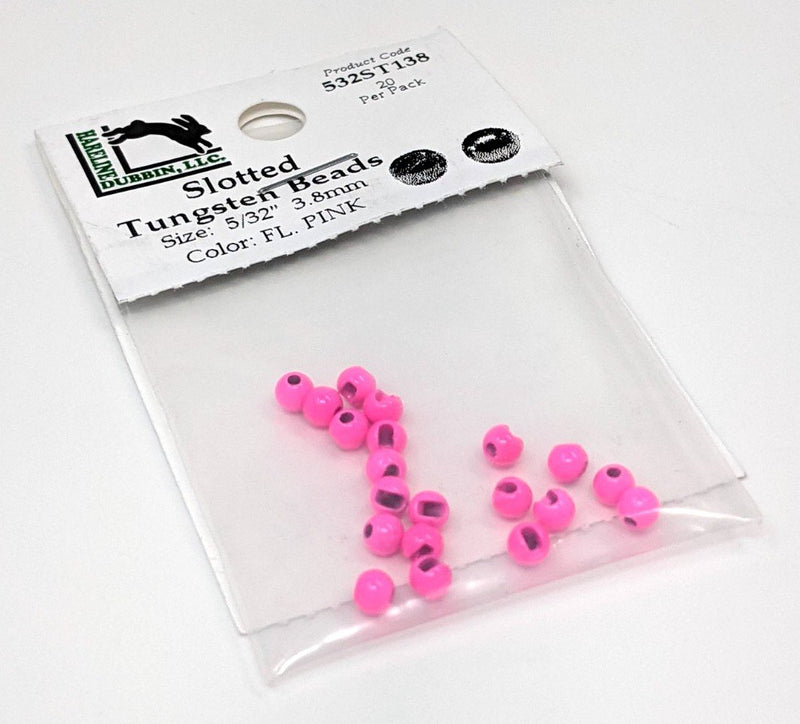 Hareline Tungsten Slotted Beads Fl. Pink / 3/32" 2.3 mm Beads, Eyes, Coneheads