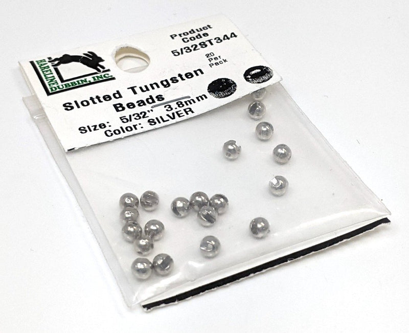 Hareline Tungsten Slotted Beads Silver / 3/32" 2.3 mm Beads, Eyes, Coneheads