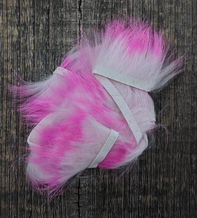 Hareline Two Toned 1/8" Crosscut Rabbit Strips #18 White Tipped / Hot Pink Hair, Fur