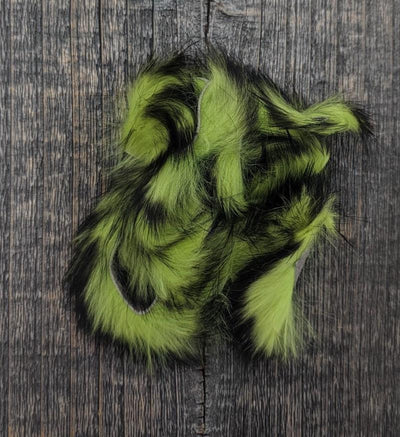 Hareline Two Toned 1/8" Crosscut Rabbit Strips #5 Black / Fl Chartreuse Hair, Fur