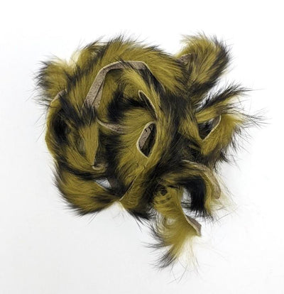 Hareline Two Toned 1/8" Crosscut Rabbit Strips #7 Black / Olive Hair, Fur